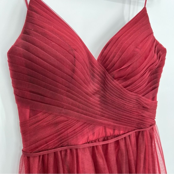 Anthropologie BHLDN Camden Dress Burgundy Red Sweetheart Tulle Dress Bodice 14 - Picture 7 of 16